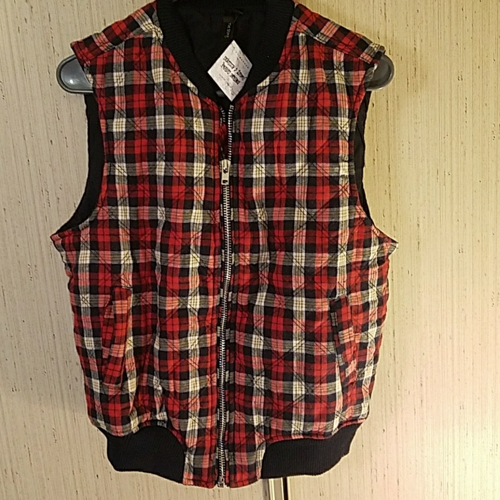 Red & Tan Plaid Vest